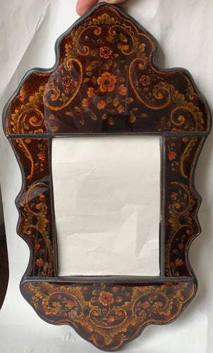 Reverse painted glass mirror Isabellina Brown with Gold