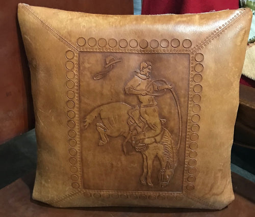 Hand Tooled Leather Pillow Cover